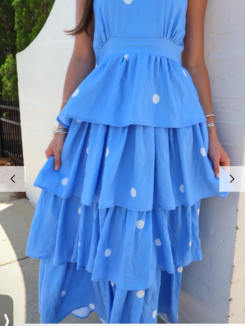 NWT Entro Boutique Blue Polka Dot Halter Tiered Maxi Dress Sz S M L - Picture 4 of 10